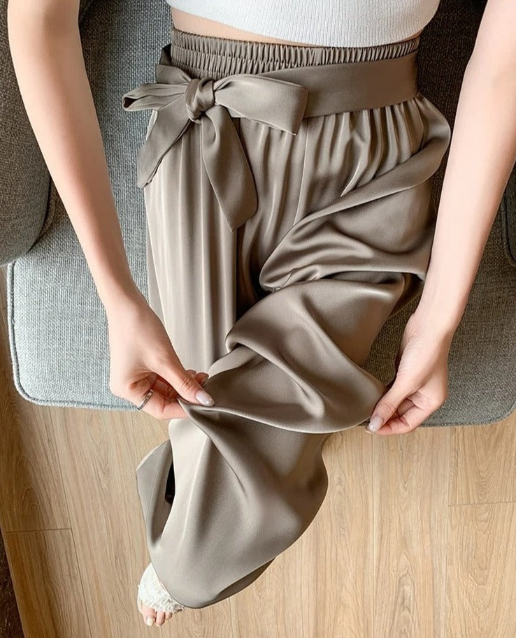 Silksommar® Collection - High-Waist & Loose-Fit Ultra Comfy Ice Silk Satin Trousers