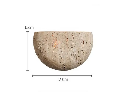Ishi | Wabi-Sabi Travertijn Wandlamp – Wabi-Sabi Design van Natuursteen met Subtiele Glans