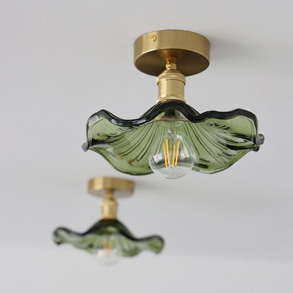 Glass Ceiling Lamp in the Shape of a Hibiscus
