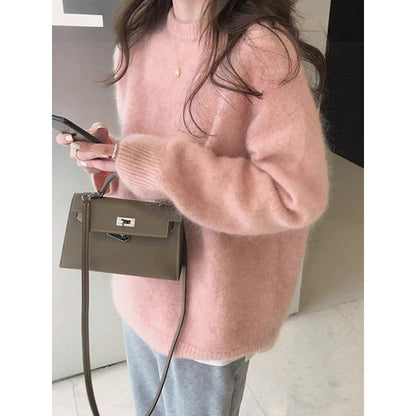 Lussuoso maglione oversize da donna – Maglione ampio in misto mohair