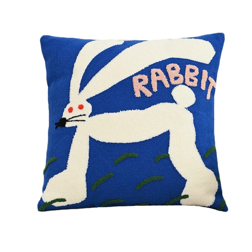 MEELANO Nordisk Pudeovertræk Med Dyremotiver 45x45 Cm Til Sofa Polyester Bomuld Kanin
