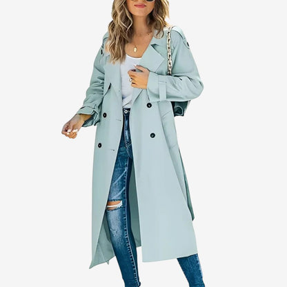 Trench-coat femme manches longues coupe ample avec col à revers