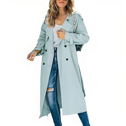 Trench-Coat Moderne Femme à Double Boutonnage – Manteau Long Imperméable