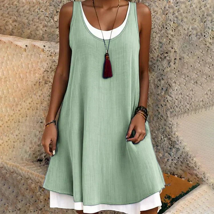 Women's Sleeveless Scoop Neck Layered Mini Dress