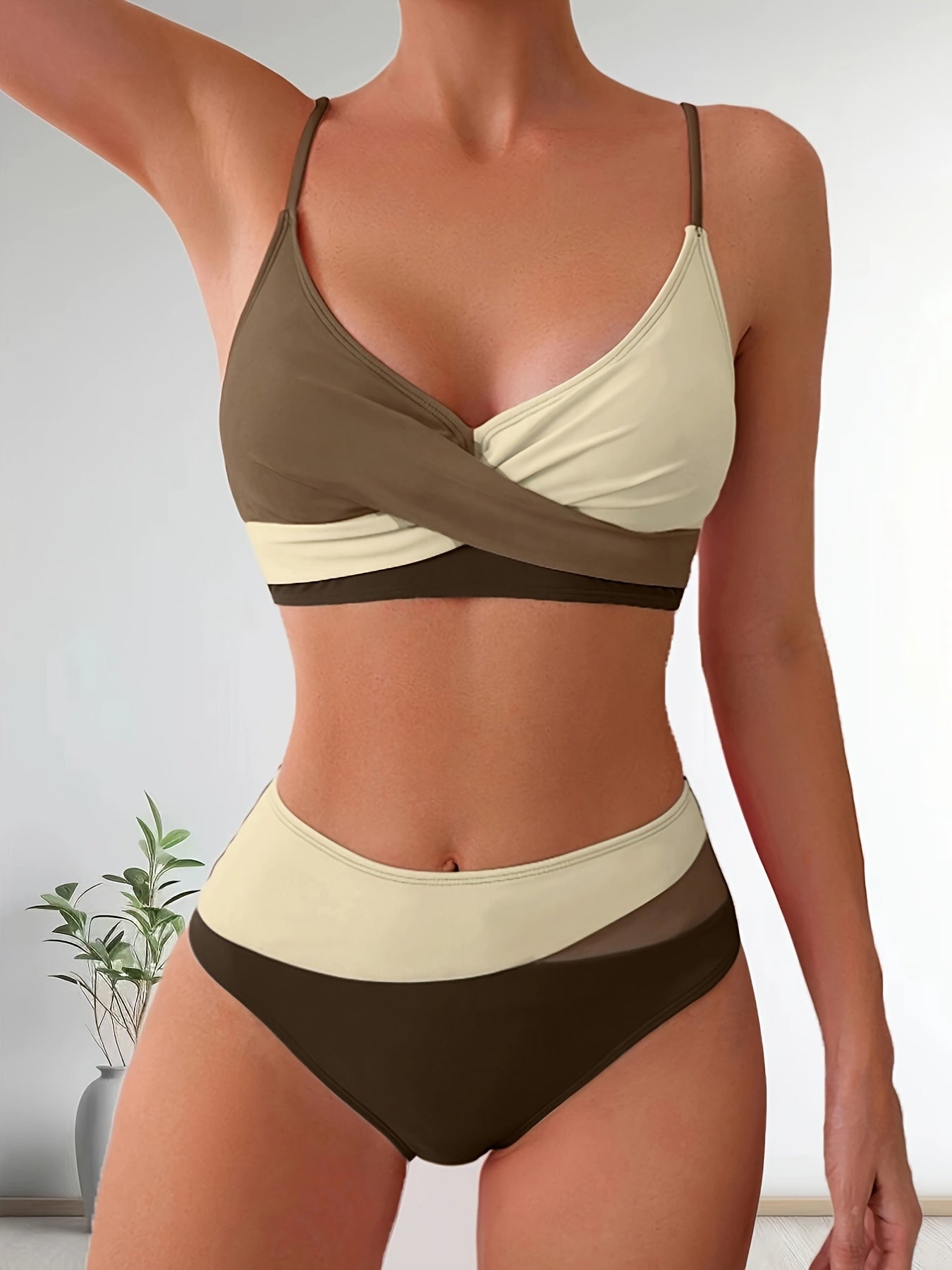 Comfortabele Patchwork Bikini Set voor Dames met Stretch Pasvorm