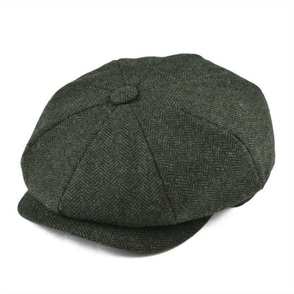 Sterling Vintage™ Wool Twill Newsboy Cap 8 Panel Wool Button