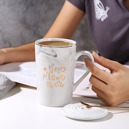 Moederdagcadeau | Marmeren Mokset met Gouden Opdruk – Het Perfecte Moederdagcadeau