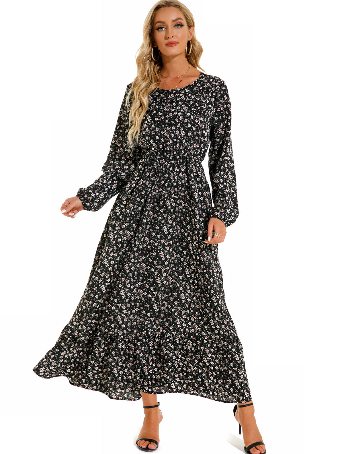Robe Fleurie Polyvalente en Mousseline pour Femme – Style Élégant à Col Rond