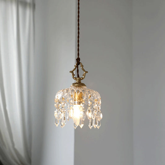 Kristallen Hanglamp Koper E14 Vintage Bloem K9 Kristal Glas Slaapkamer Hal Entree Romantisch Pendellamp Antiek | Restfield