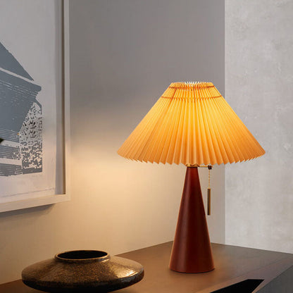 Eronix - Japanische Minimalistische Vintage Tischlampe mit Holz Stoff und LED