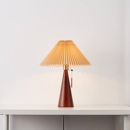 Eronix - Japanische Minimalistische Vintage Tischlampe mit Holz Stoff und LED