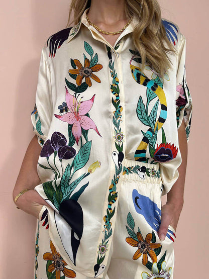 Elowen - To-delt sæt med blomsterprint