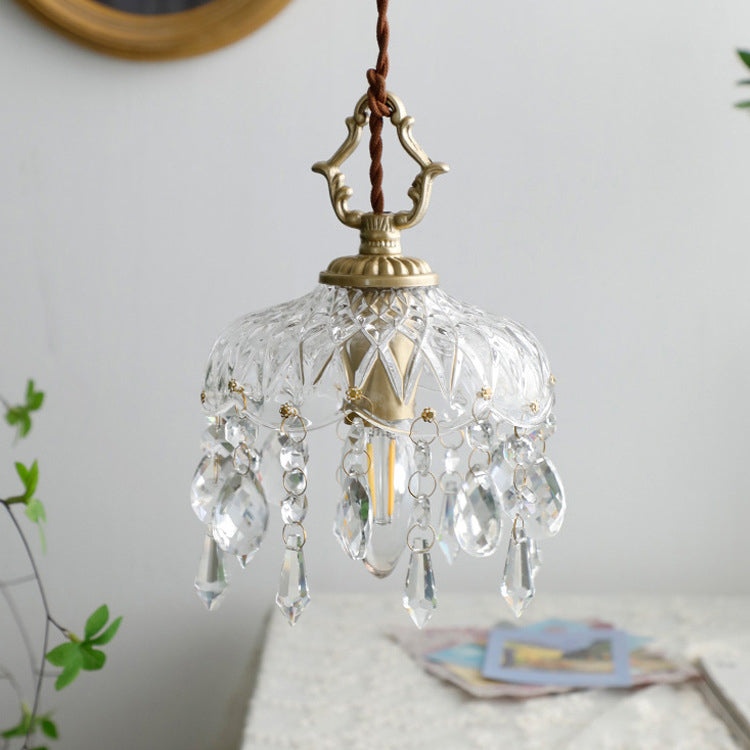 Kristallen Hanglamp Koper E14 Vintage Bloem K9 Kristal Glas Slaapkamer Hal Entree Romantisch Pendellamp Antiek | Restfield