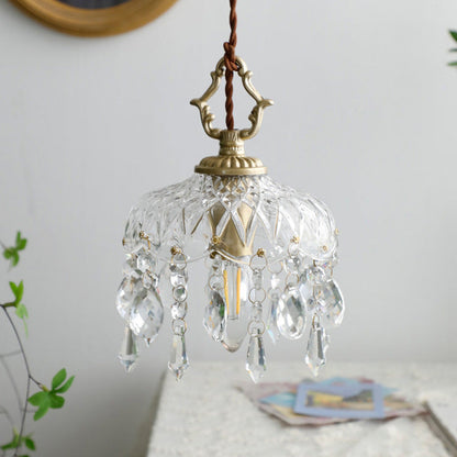 Kristallen Hanglamp Koper E14 Vintage Bloem K9 Kristal Glas Slaapkamer Hal Entree Romantisch Pendellamp Antiek | Restfield