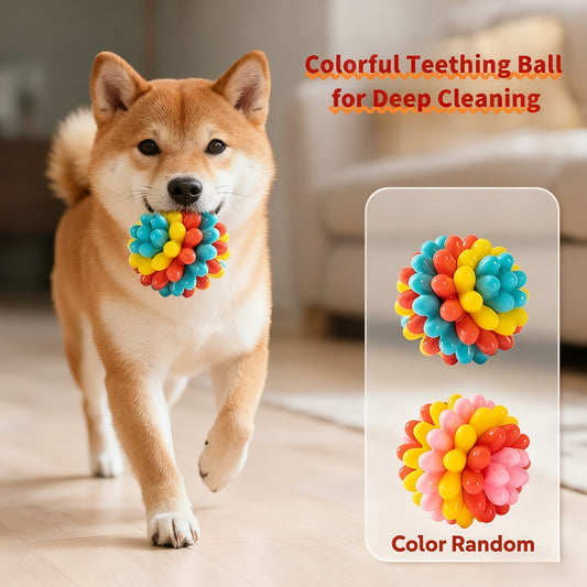 Dog Dental Chew Ball Toy – Rubber Teething & Teeth Cleaning Toy for Dogs