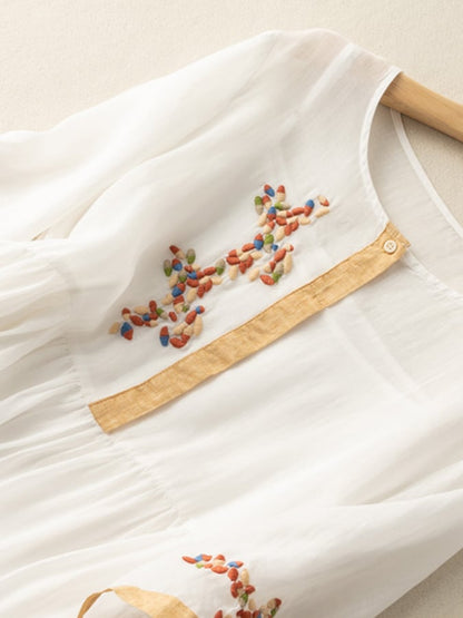 Robe en Coton et Lin Brodée pour Femme – Design Ethnique et Confortable