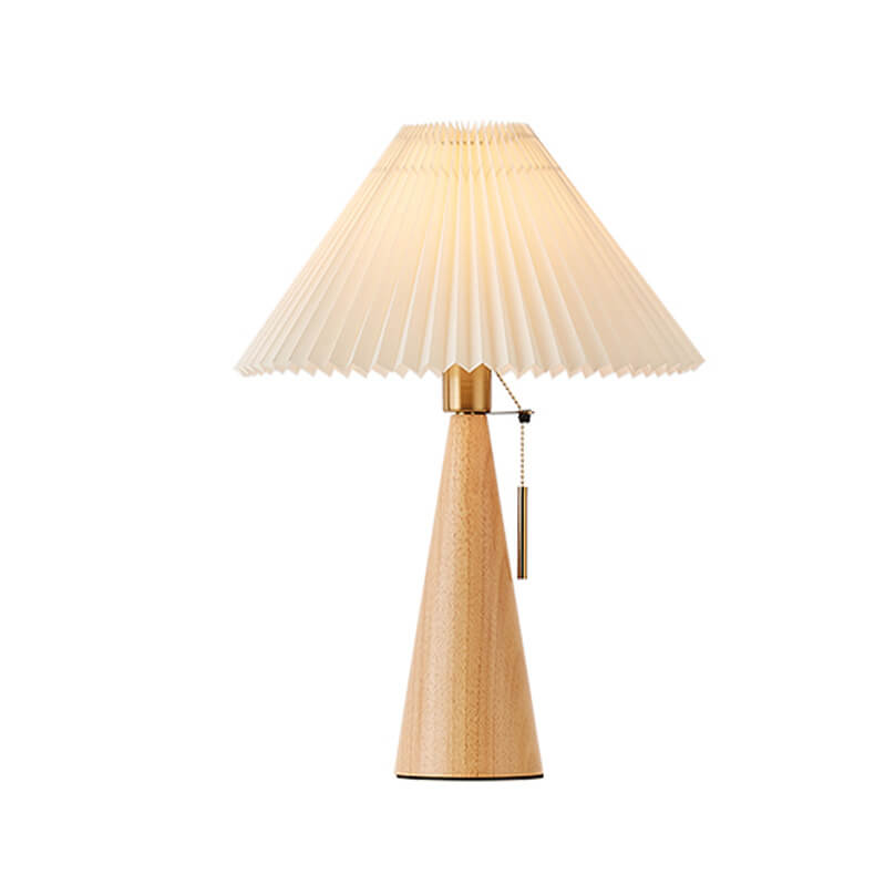 Eronix - Japanische Minimalistische Vintage Tischlampe mit Holz Stoff und LED