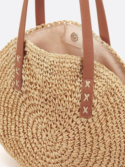 Colorful Round Straw Tote Bag