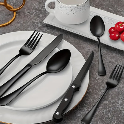 Zwarte Roestvrijstalen Bestekset – Modern Design met Hoogwaardige Afwerking