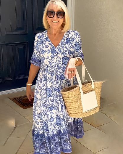 Flora | Graceful V-Neck Floral Dress