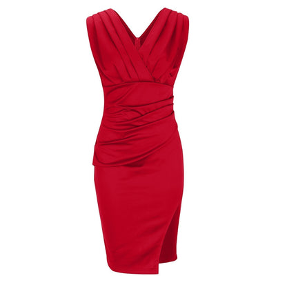 Fresia | Fitted women’s dress with a V-neck and a slit