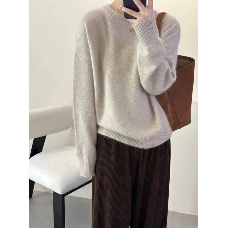 Lussuoso maglione oversize da donna – Maglione ampio in misto mohair