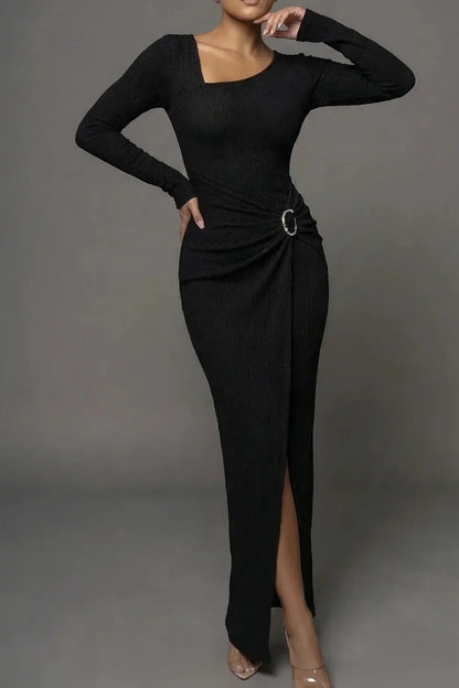 Wedding Guest Ruched Jewel Waist Maxi Dress