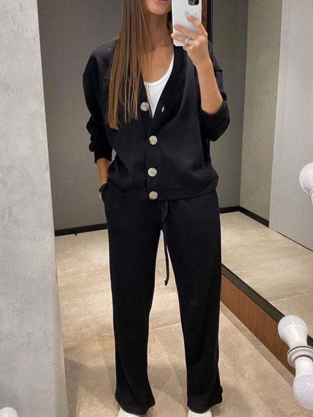 Kylie | Women Relaxed cardigan z ze ściągaczem pants
