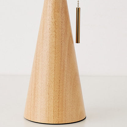Eronix - Japanische Minimalistische Vintage Tischlampe mit Holz Stoff und LED