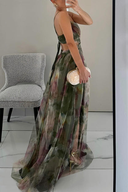 Elegantes Mesh-Maxikleid mit Figurbetontem Schnitt – Camille