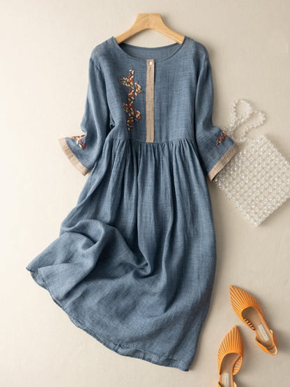 Robe en Coton et Lin Brodée pour Femme – Design Ethnique et Confortable