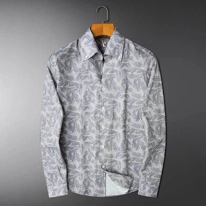 JVance® Signature Series Leaf Motif Jacquard Seersucker Shirt