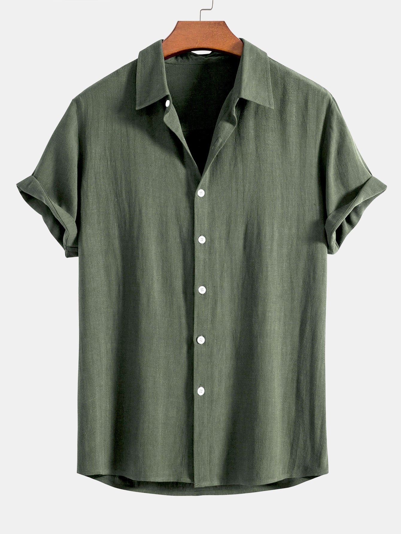 Men’s Linen Blend Short Sleeve Shirt Relaxed Button Fit