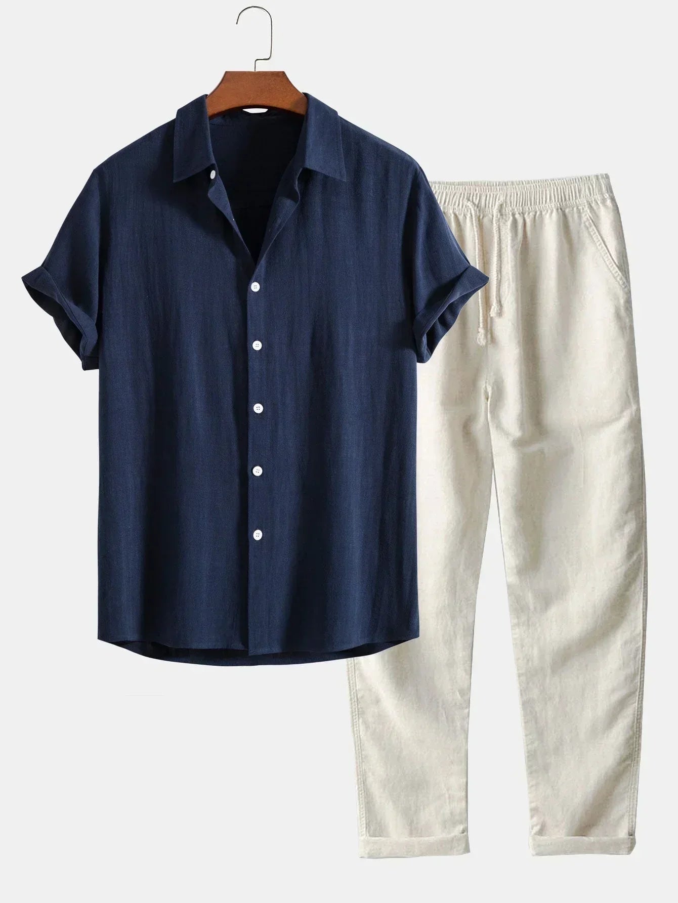 Men’s Linen Shirt and Trousers Relaxed Summer Co-Ord Set