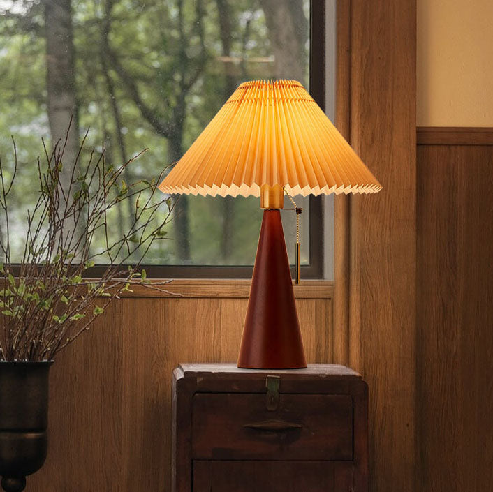 Eronix - Japanische Minimalistische Vintage Tischlampe mit Holz Stoff und LED