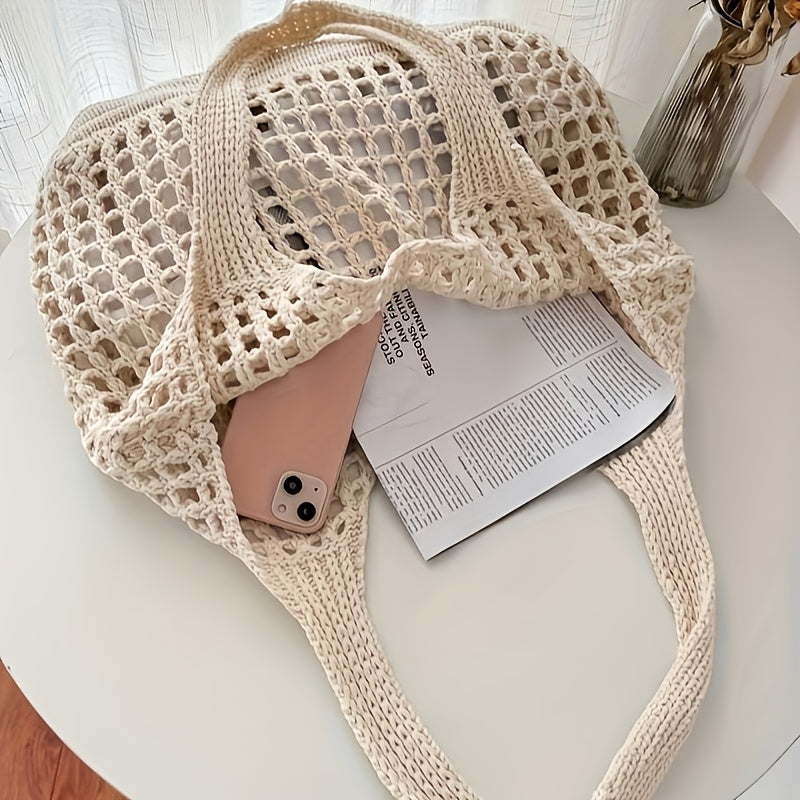 Geweven Strandtas met Open Netstructuur Dames Grote Shopper