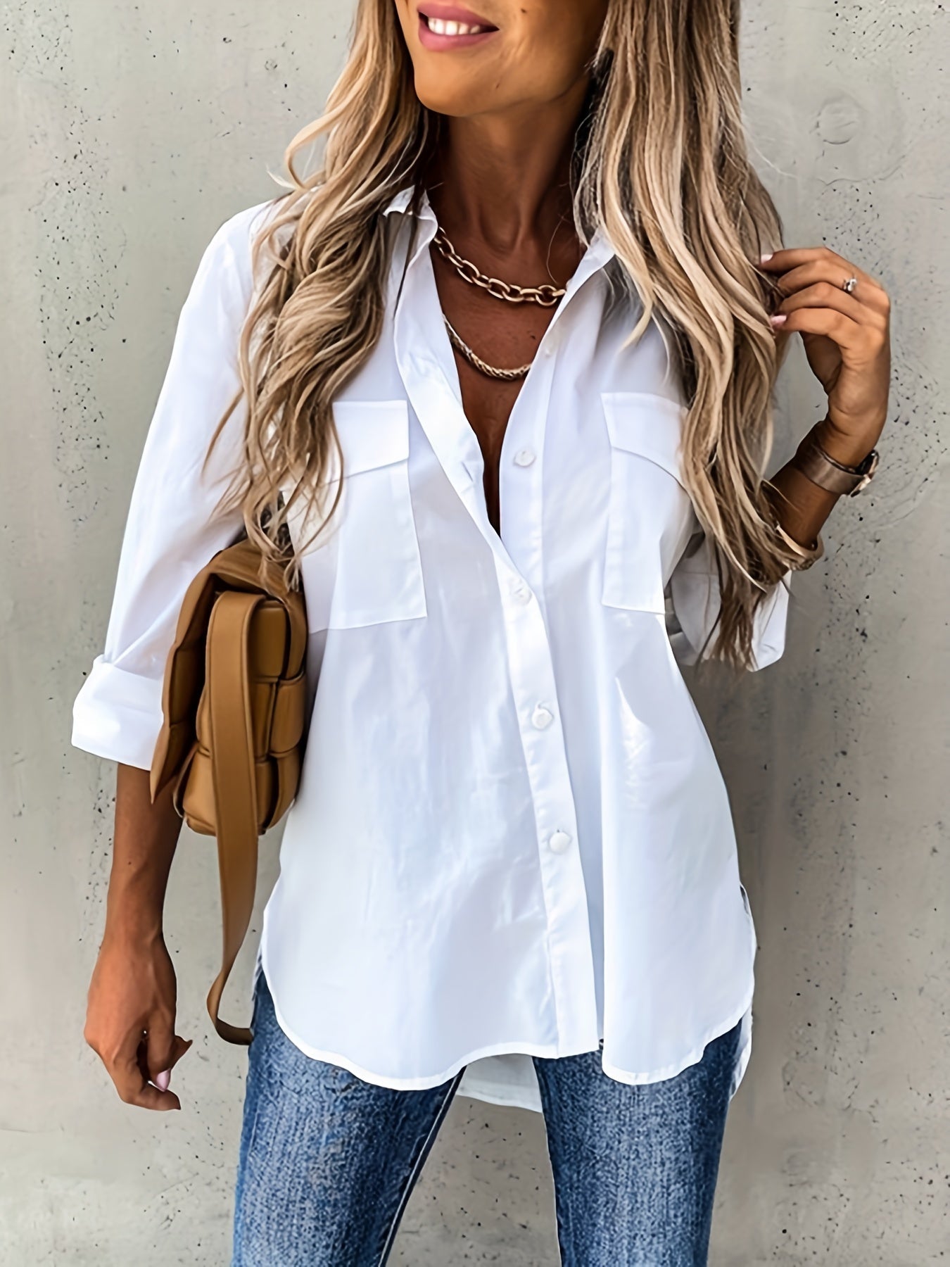 Women’s Lapel Collar Shirt – Lightweight Breathable Elegant Stylish Comfortable Casual Everyday Blouse