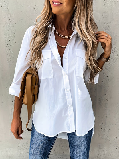 Women’s Lapel Collar Shirt – Lightweight Breathable Elegant Stylish Comfortable Casual Everyday Blouse