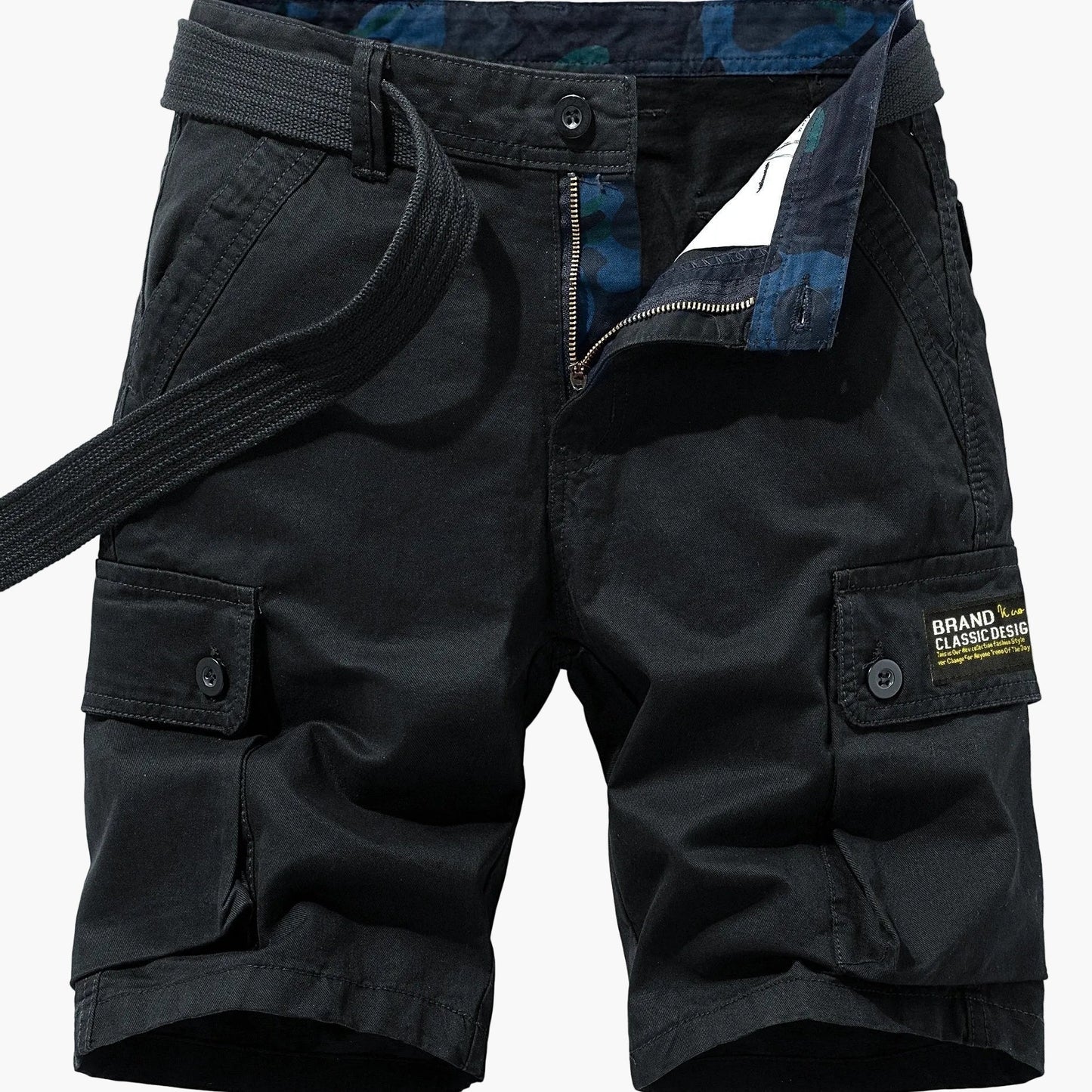 Men's Casual Cargo Shorts with Belt and Pockets