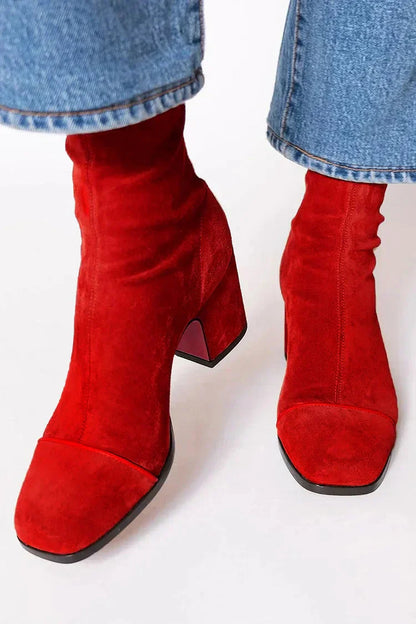Women's ankle boots | suede heeled with a rounded toe