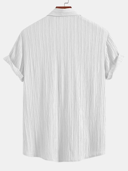 Crinkled-Textured Button-Up Shirt