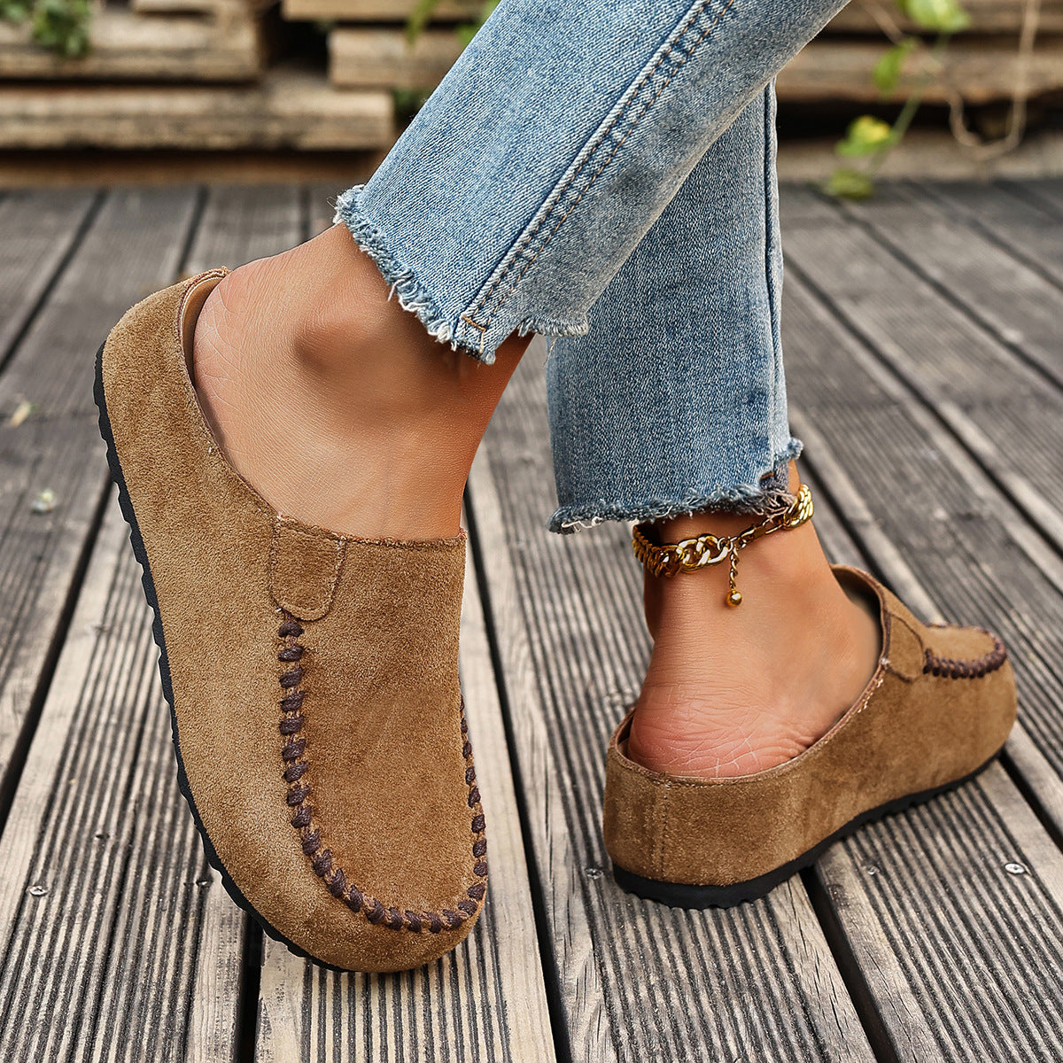 Vaelyra | Vintage comfortabele instapsandalen van leer voor dames