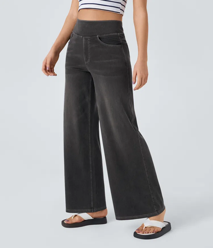 Vanelle | Hoge taille jeans met wijde pijpen voor dames – Comfortabele stretchdenim, casual en stijlvol
