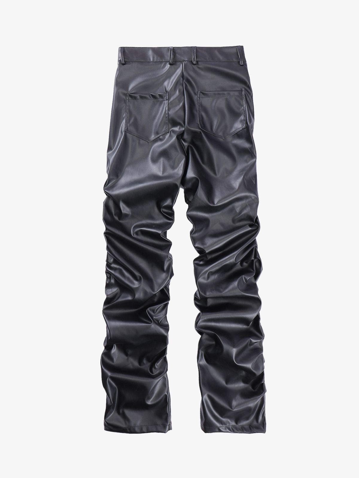 Punk Style Pleated Faux Leather Pants