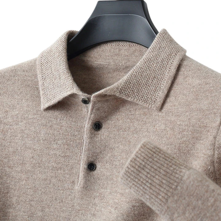 Lazare - Elegantes und Weiches Cashmere-Polo mit Langen Ärmeln für Herren