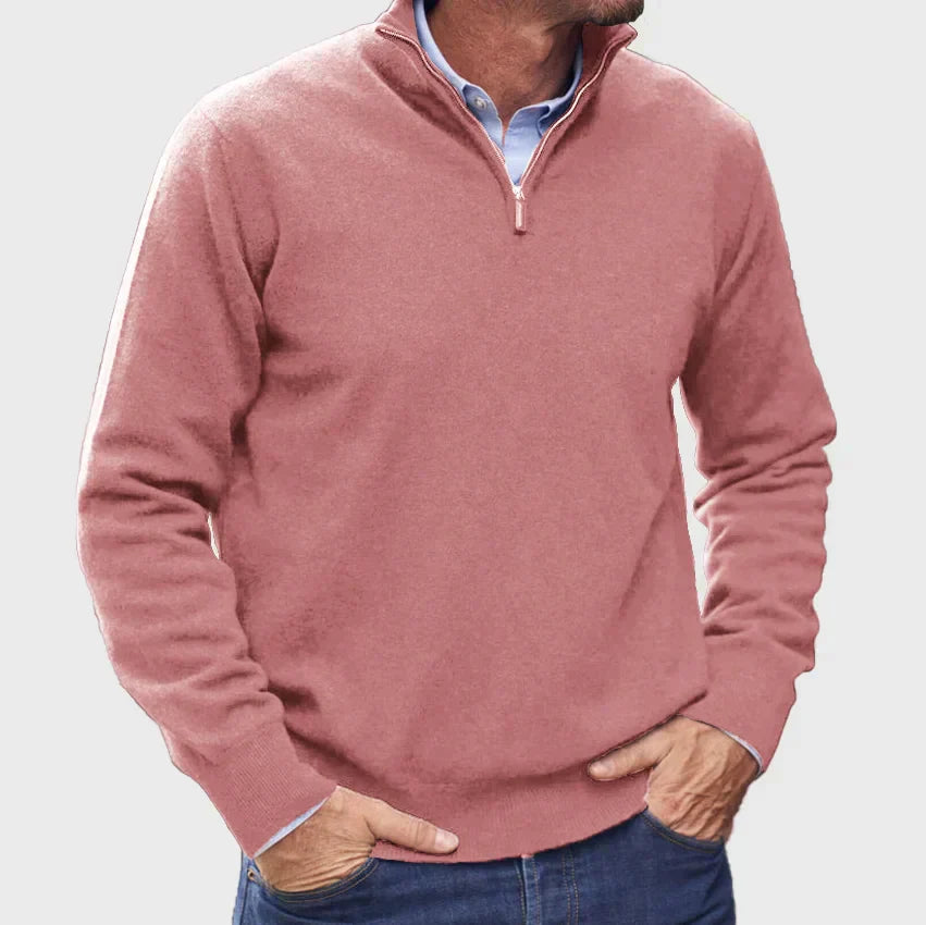 Herren-Pullover mit halbem Reißverschluss – Bequemer klassischer Pullover