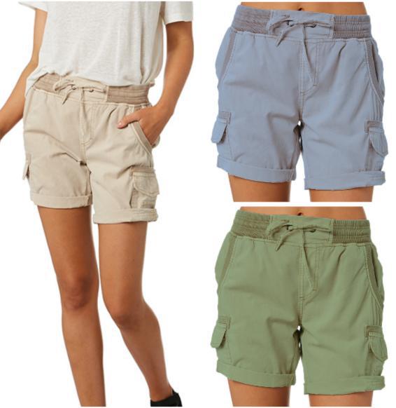 Audria - Pantaloncini Cargo a Vita Alta Con Coulisse e Tasche Cargo