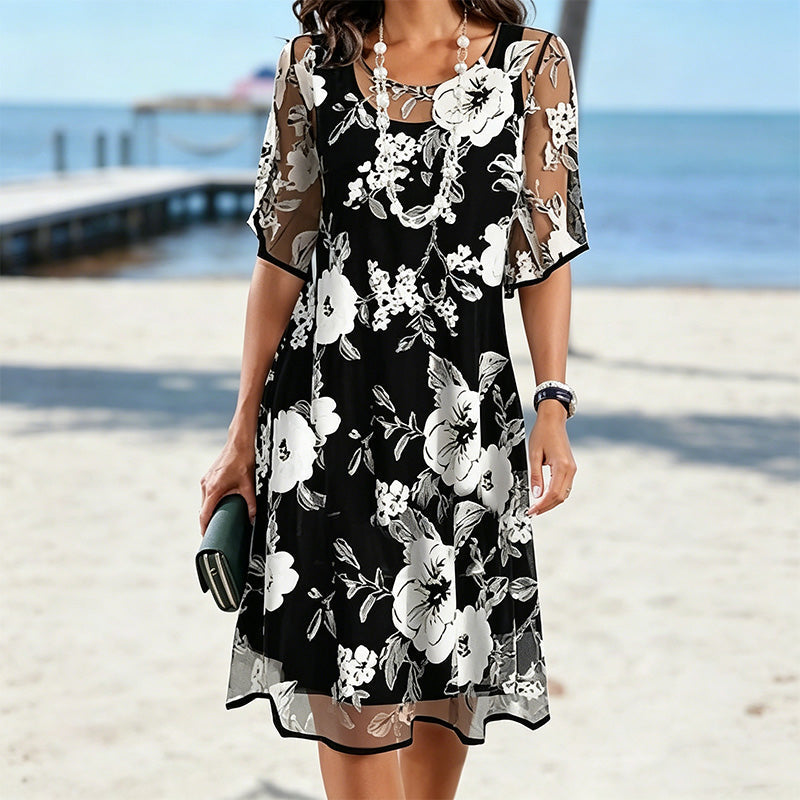 Shanala | Elegantes Chiffonkleid mit floralem Print