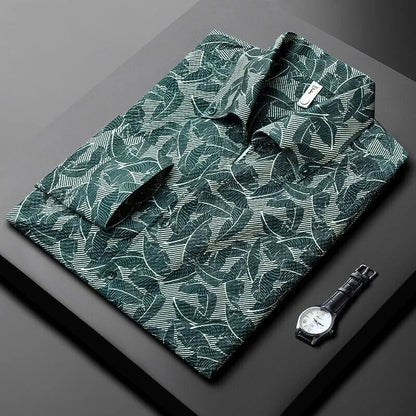JVance® Signature Series Leaf Motif Jacquard Seersucker Shirt