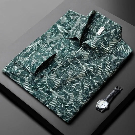 JVance® Signature Series Leaf Motif Jacquard Seersucker Shirt
